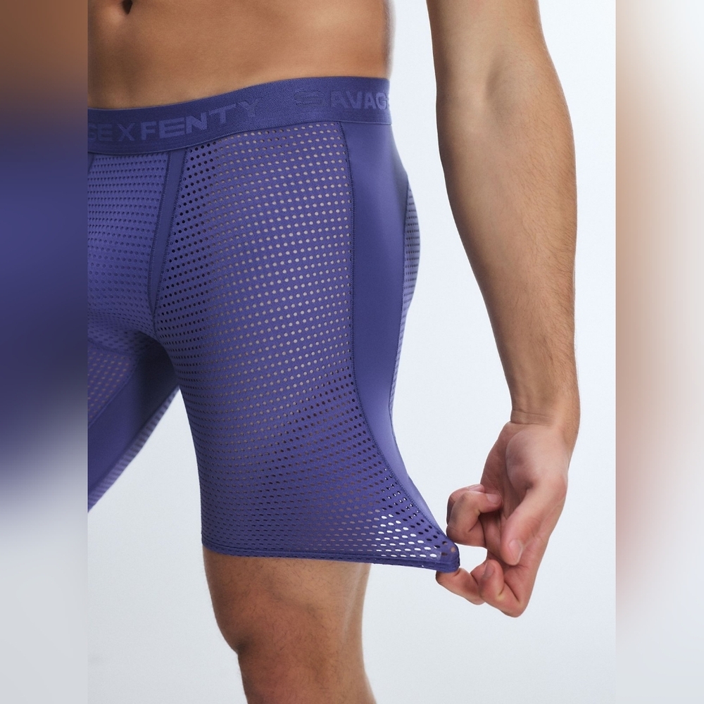 Savage X Fenty Men's Mesh Boxer Briefs in Cosmic Blue - Picture 2 of 5